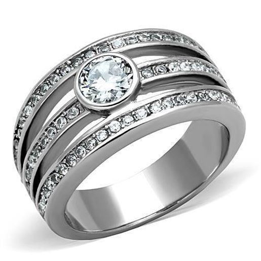 Picture of TK1525 - Stainless Steel Ring High polished (no plating) Women AAA Grade CZ Clear