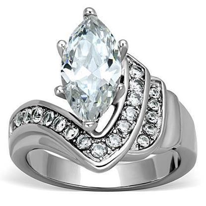 Picture of TK1526 - Stainless Steel Ring High polished (no plating) Women AAA Grade CZ Clear