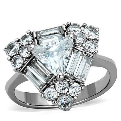 Picture of TK1527 - Stainless Steel Ring High polished (no plating) Women AAA Grade CZ Clear