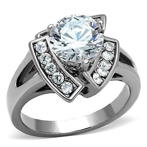 Picture of TK1528 - Stainless Steel Ring High polished (no plating) Women AAA Grade CZ Clear