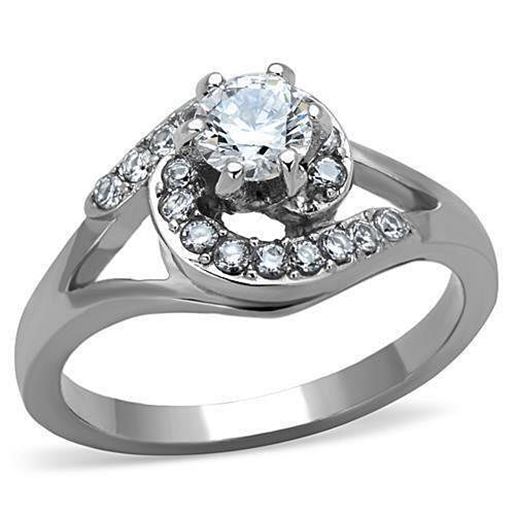 Picture of TK1529 - Stainless Steel Ring High polished (no plating) Women AAA Grade CZ Clear