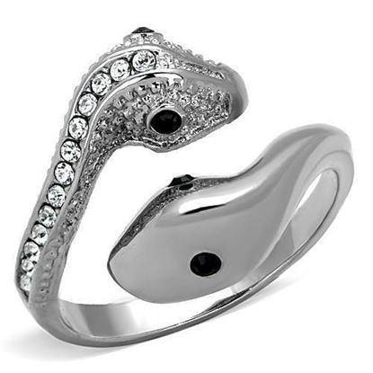 Picture of TK1532 - Stainless Steel Ring High polished (no plating) Women Top Grade Crystal Jet