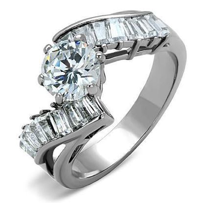 Picture of TK1533 - Stainless Steel Ring High polished (no plating) Women AAA Grade CZ Clear