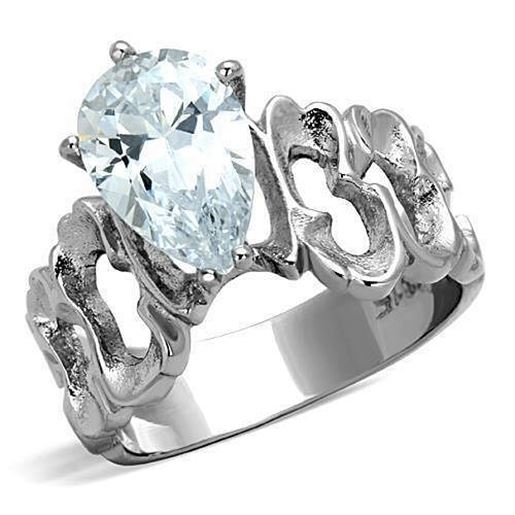 Picture of TK1534 - Stainless Steel Ring High polished (no plating) Women AAA Grade CZ Clear