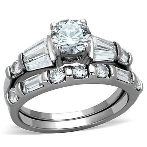 Picture of TK1535 - Stainless Steel Ring High polished (no plating) Women AAA Grade CZ Clear