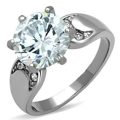 Picture of TK1536 - Stainless Steel Ring High polished (no plating) Women AAA Grade CZ Clear