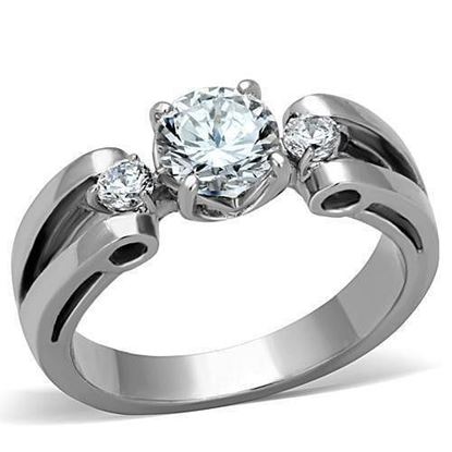 Picture of TK1537 - Stainless Steel Ring High polished (no plating) Women AAA Grade CZ Clear