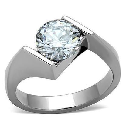 Picture of TK1538 - Stainless Steel Ring High polished (no plating) Women AAA Grade CZ Clear