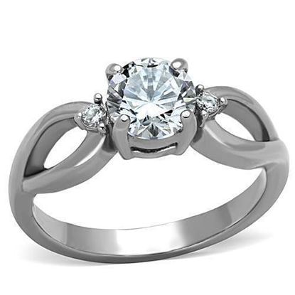 Picture of TK1539 - Stainless Steel Ring High polished (no plating) Women AAA Grade CZ Clear