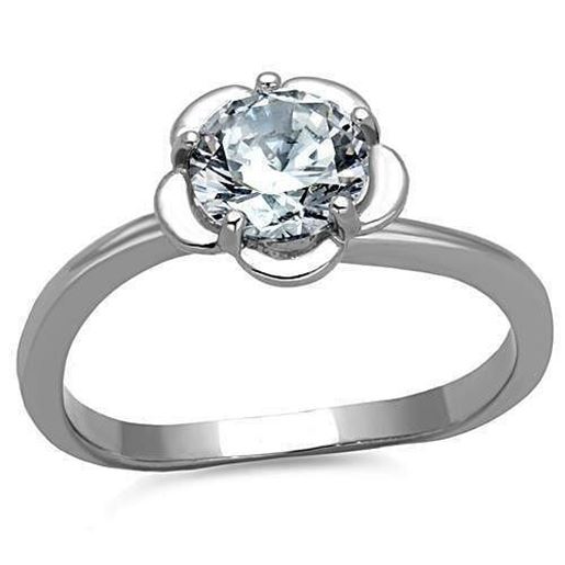 Picture of TK1540 - Stainless Steel Ring High polished (no plating) Women AAA Grade CZ Clear