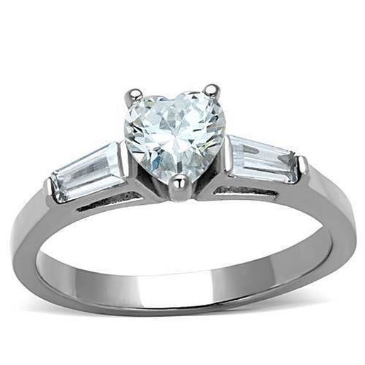 Picture of TK1541 - Stainless Steel Ring High polished (no plating) Women AAA Grade CZ Clear