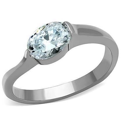 Picture of TK1542 - Stainless Steel Ring High polished (no plating) Women AAA Grade CZ Clear