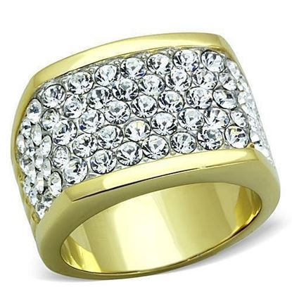 Picture of TK1545 - Stainless Steel Ring Two-Tone IP Gold (Ion Plating) Women Top Grade Crystal Clear