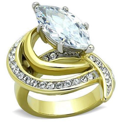 Picture of TK1546 - Stainless Steel Ring Two-Tone IP Gold (Ion Plating) Women AAA Grade CZ Clear