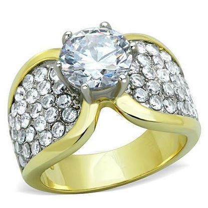 Picture of TK1547 - Stainless Steel Ring Two-Tone IP Gold (Ion Plating) Women AAA Grade CZ Clear