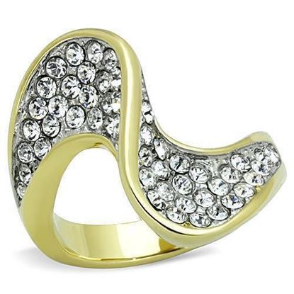 Picture of TK1549 - Stainless Steel Ring Two-Tone IP Gold (Ion Plating) Women Top Grade Crystal Clear