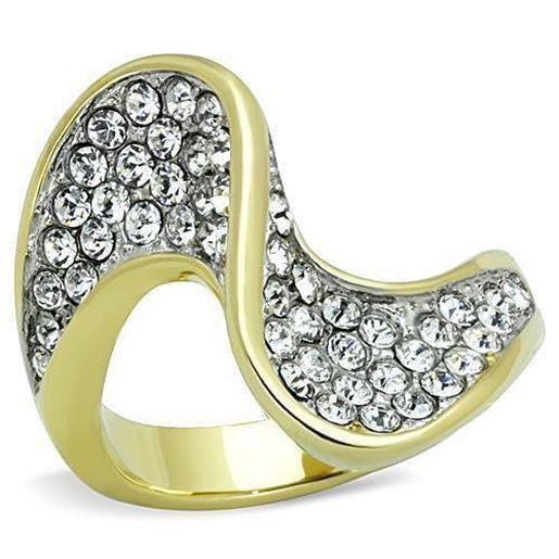 Picture of TK1549 - Stainless Steel Ring Two-Tone IP Gold (Ion Plating) Women Top Grade Crystal Clear