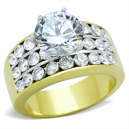 Picture of TK1553 - Stainless Steel Ring Two-Tone IP Gold (Ion Plating) Women AAA Grade CZ Clear