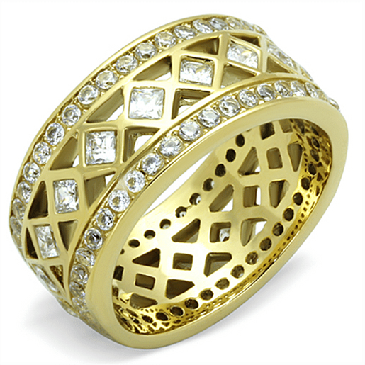 Picture of TK1558 - Stainless Steel Ring IP Gold(Ion Plating) Women AAA Grade CZ Clear