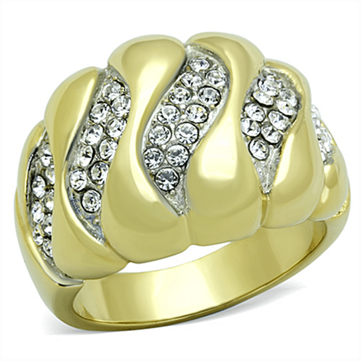 Picture of TK1559 - Stainless Steel Ring Two-Tone IP Gold (Ion Plating) Women Top Grade Crystal Clear