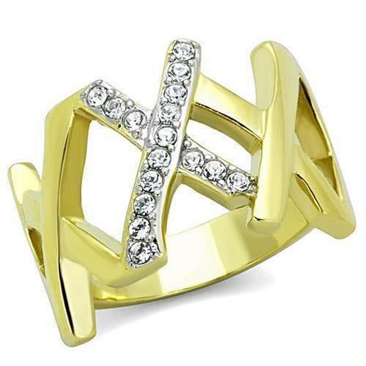 Picture of TK1560 - Stainless Steel Ring Two-Tone IP Gold (Ion Plating) Women Top Grade Crystal Clear