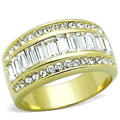 Picture of TK1561 - Stainless Steel Ring IP Gold(Ion Plating) Women Top Grade Crystal Clear