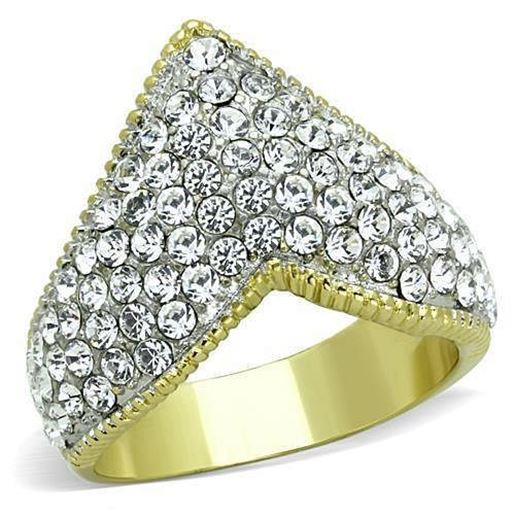 Picture of TK1562 - Stainless Steel Ring Two-Tone IP Gold (Ion Plating) Women Top Grade Crystal Clear