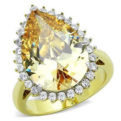 Picture of TK1564 - Stainless Steel Ring Two-Tone IP Gold (Ion Plating) Women AAA Grade CZ Champagne