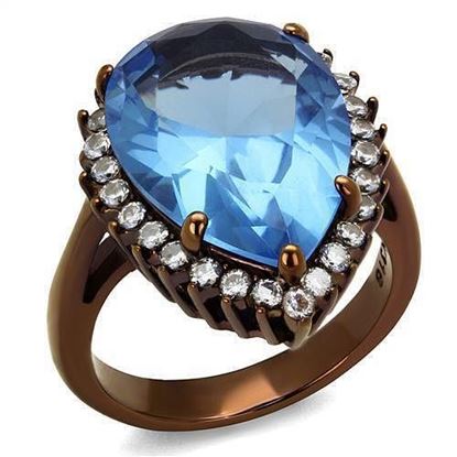 Picture of TK1564LC - Stainless Steel Ring IP Coffee light Women Top Grade Crystal Light Sapphire