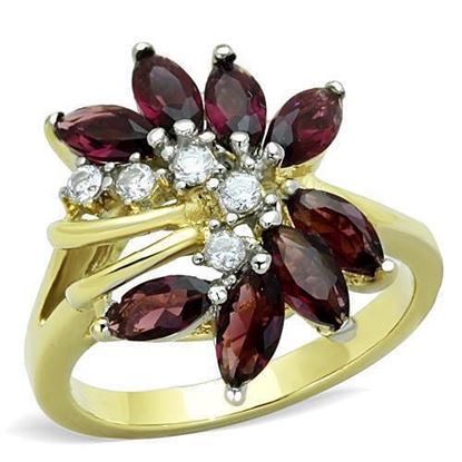 Picture of TK1565 - Stainless Steel Ring Two-Tone IP Gold (Ion Plating) Women Synthetic Amethyst