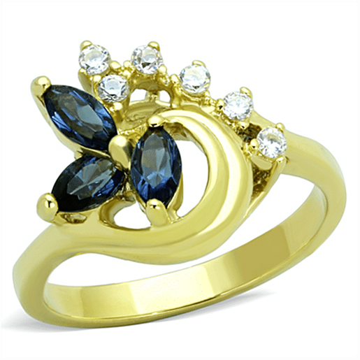 Picture of TK1571 - Stainless Steel Ring IP Gold(Ion Plating) Women Top Grade Crystal Montana