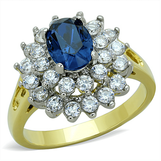 Picture of TK1572 - Stainless Steel Ring Two-Tone IP Gold (Ion Plating) Women Top Grade Crystal Montana