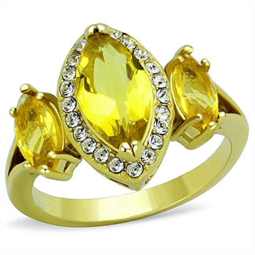 Picture of TK1578 - Stainless Steel Ring IP Gold(Ion Plating) Women Synthetic Topaz