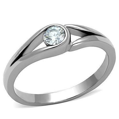 Picture of TK1581 - Stainless Steel Ring High polished (no plating) Women AAA Grade CZ Clear