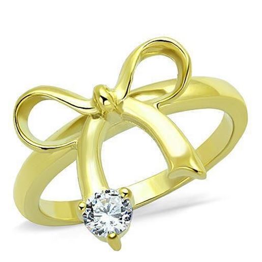 Picture of TK1585 - Stainless Steel Ring IP Gold(Ion Plating) Women AAA Grade CZ Clear