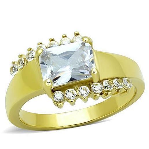 Picture of TK1588 - Stainless Steel Ring IP Gold(Ion Plating) Women AAA Grade CZ Clear