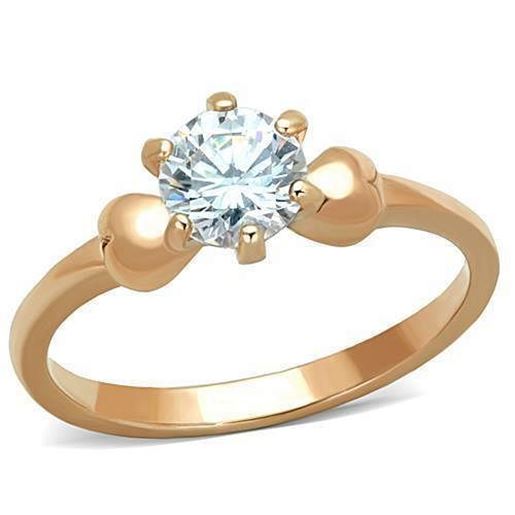 Picture of TK1596 - Stainless Steel Ring IP Rose Gold(Ion Plating) Women AAA Grade CZ Clear