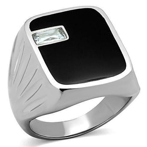 Picture of TK1598 - Stainless Steel Ring High polished (no plating) Men AAA Grade CZ Clear