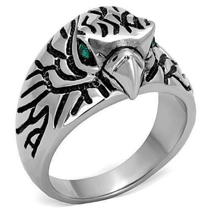 Picture of TK1600 - Stainless Steel Ring High polished (no plating) Men Top Grade Crystal Emerald