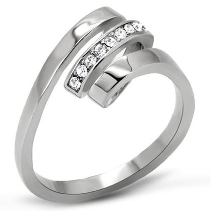 Picture of TK161 - Stainless Steel Ring High polished (no plating) Women Top Grade Crystal Clear