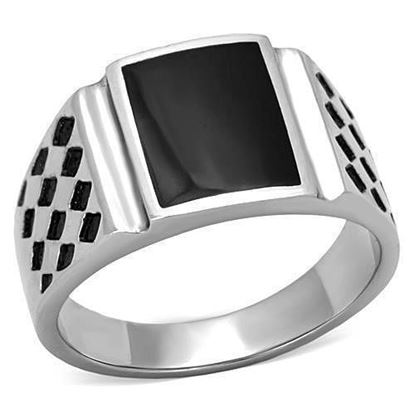 Picture of TK1611 - Stainless Steel Ring High polished (no plating) Men Epoxy Jet