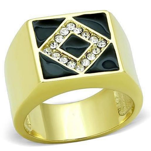 Picture of TK1613 - Stainless Steel Ring IP Gold(Ion Plating) Men Top Grade Crystal Clear