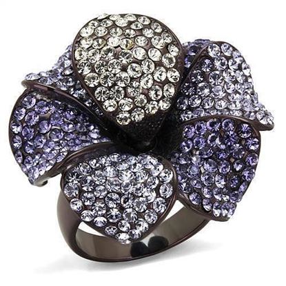 Picture of TK1618DC - Stainless Steel Ring IP Dark Brown (IP coffee) Women Top Grade Crystal Multi Color