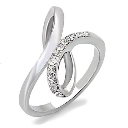 Picture of TK162 - Stainless Steel Ring High polished (no plating) Women Top Grade Crystal Clear