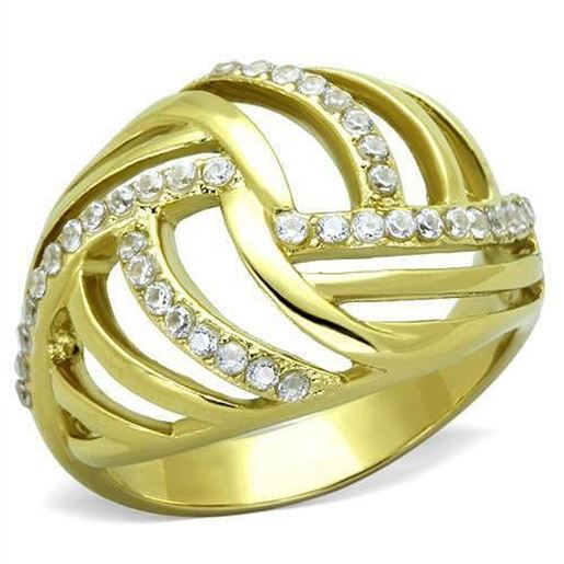 Picture of TK1627 - Stainless Steel Ring IP Gold(Ion Plating) Women AAA Grade CZ Clear