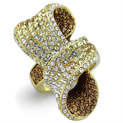 Picture of TK1635 - Stainless Steel Ring IP Gold(Ion Plating) Women Top Grade Crystal Multi Color