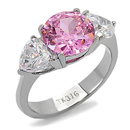 Picture of TK164 - Stainless Steel Ring High polished (no plating) Women AAA Grade CZ Rose