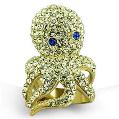 Picture of TK1640 - Stainless Steel Ring IP Gold(Ion Plating) Women Top Grade Crystal Multi Color