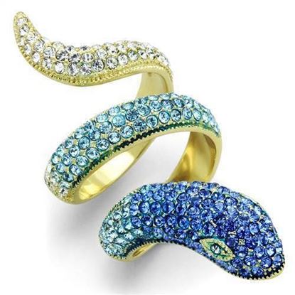 Picture of TK1641 - Stainless Steel Ring IP Gold(Ion Plating) Women Top Grade Crystal Multi Color