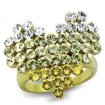 Picture of TK1642 - Stainless Steel Ring IP Gold(Ion Plating) Women Top Grade Crystal Multi Color